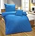 Produktbild biberna 0065600 Satin Bettwäsche Garnitur mit Kopfkissenbezug (Bio Baumwolle) 1x 155x220 cm + 1x 80x80 cm, azurblau