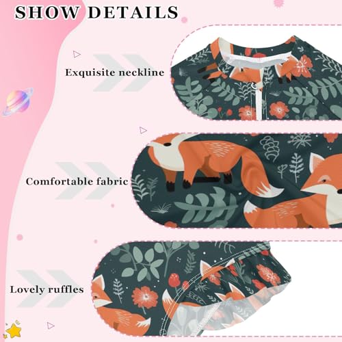 Cute Fox Girls Long Sleeve One-Piece Swimsuit UV Protection Quick Dry Swimwear Bathing Suit 208523194