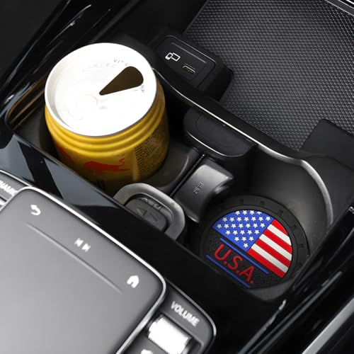 Set de 2 posavasos para copa de carro con bandera americana miniatura 5