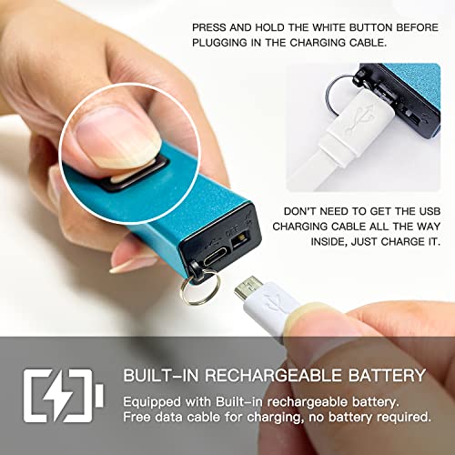 Power Volt Micro Stun Gun Keychain For Women Self Defense Mini Stun Gun For Women Stun Gun Usb Rechargeable With Led Flashlight Blue #TOP1