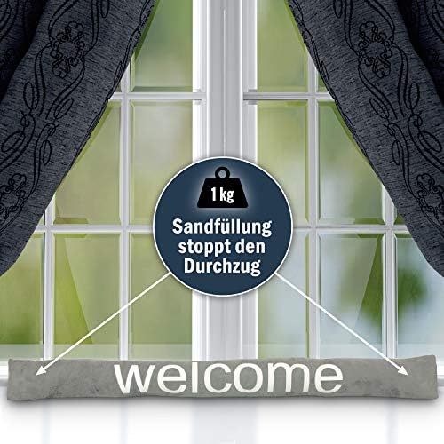 Valia Home Welcome stoper do drzwi i okien, ochrona przed przeciągiem, do drzwi i okien, piasek, szary, długość 90 cm