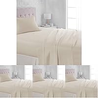 Vista 105 de Yaxa Basics - Juego de sábanas de microfibra ligeras súper suaves y libres de arrugas y transpirables de 3 piezas con bolsillos de 14 pulgadas