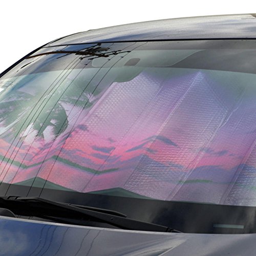 Bdk Pink Purple Sunset Beach Front Windshield Sun Shade & Side Window Shades-Accordion Folding Auto Sunshade For Car Truck Suv - Blocks Uv Rays Sun Visor Protector - Keeps Your Vehicle Cool - 58 X 28 Inch, Pink Sunset, Standard, Model: As-705+Ss-001 #TOP4