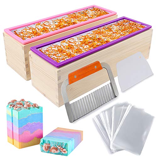 YGEOMER 2pcs 42oz Loaf Soap Mold, Rectangular Silicone Mold Set for Making Soap