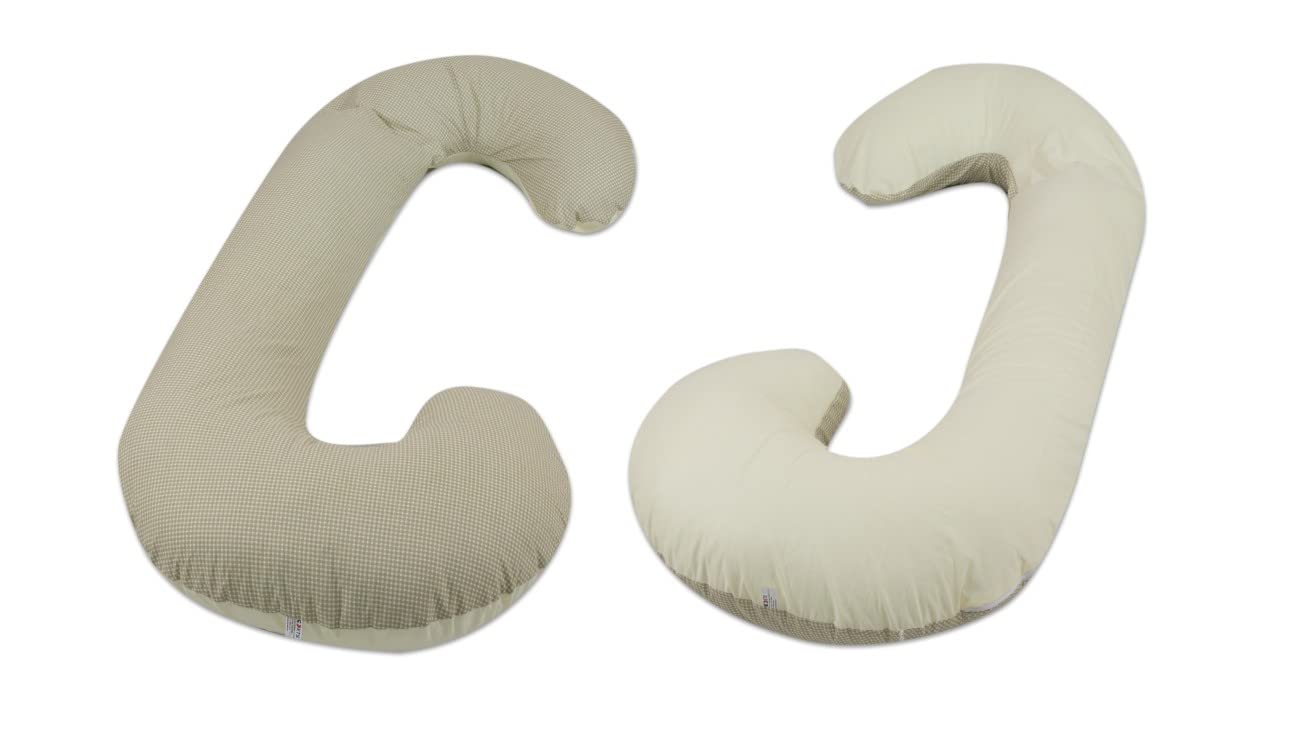 Almohada cojin de Embarazo pre/Post-Natal Multiusos (PATRÓN: Beige a Cuadros - Beige (Ecru))