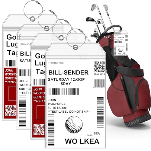 SEAVILIA 4 Pack Golf Luggage Tag Holders Extra Large 10"