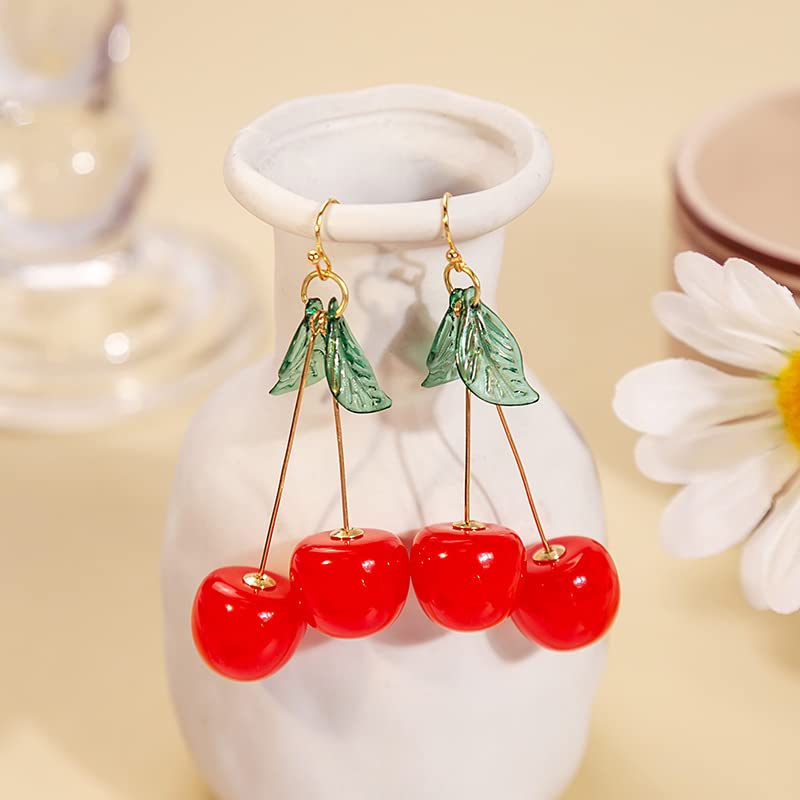 3D Cherry Dangle Earrings vivid Fruit Sweet Jewelry for Women4