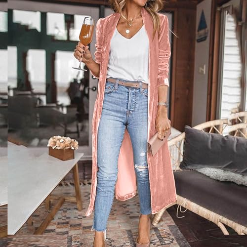 Women Long Sleeve Windbreaker Outfits for Women Velour Slit Cardigan Basic Winter Fall Outfits 2025 Trendy Y2K2