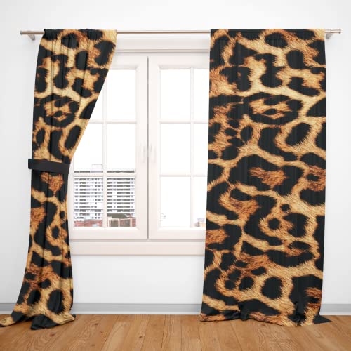 Iffvgx Cheetah Print Curtains 52Wx84H Rod Pocket Leopard Not Blakout Curtains For Bedroom Living Room Wild Animals Print Curtains Room Darkening Art Printed Drapes 2 Panels #TOP2