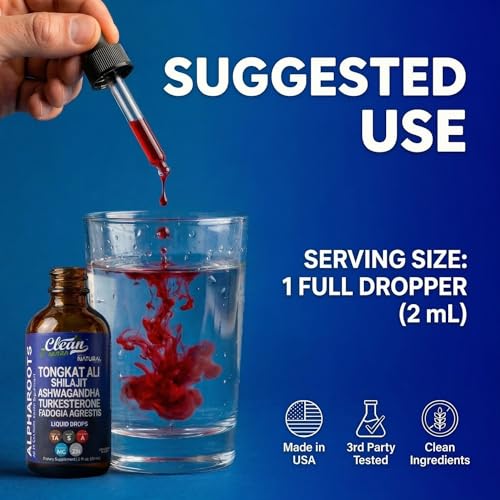 Image of Tongkat Ali Liquid Drops Shilajit, Ashwagandha, Turkesterone, Fadogia Agrestis, Magnesium, Irish Sea Moss, and Zinc Herbal Supplement by Clean Nutra