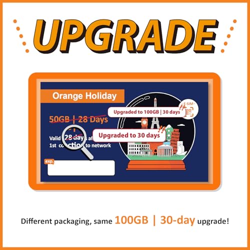 Image of Orange Holiday Europe Prepaid eSIM 100GB Internet Data | 30 Days-Use | Data tethering Allowed | 120min & 1000 SMS from Europe to Any Country Worldwide