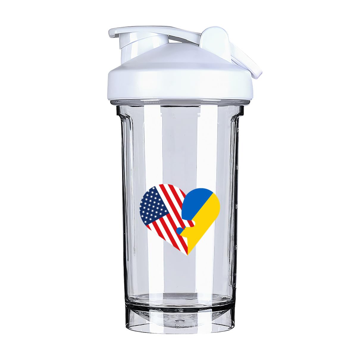 Heart America Flag and Ukrainians Flag 18 Ounce Shaker Cup,Fashion Theme Pattern Shaker Bottle Leak-proof Workout Shake Bottles 500ML/18 oz Perfect for Pre Workout-3