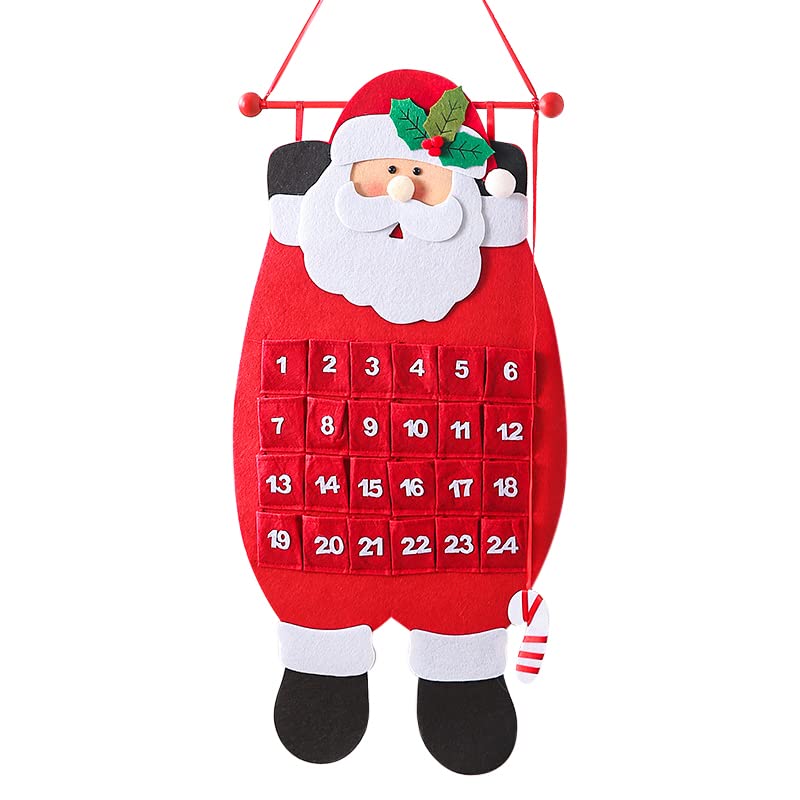 GGPets Reusable Felt Advent Calendar for Cats Dogs and Other Pets. Santa Design with Refillable Pockets