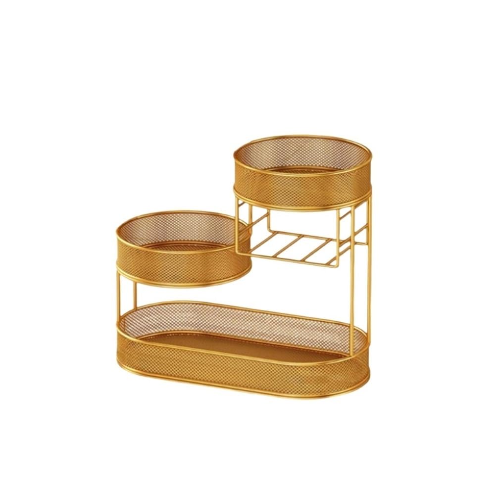 Zhaoj24-05 Fruit Racks Countertop Fruit Basket Metal Wire Storage Vegetables Rack(Gold)