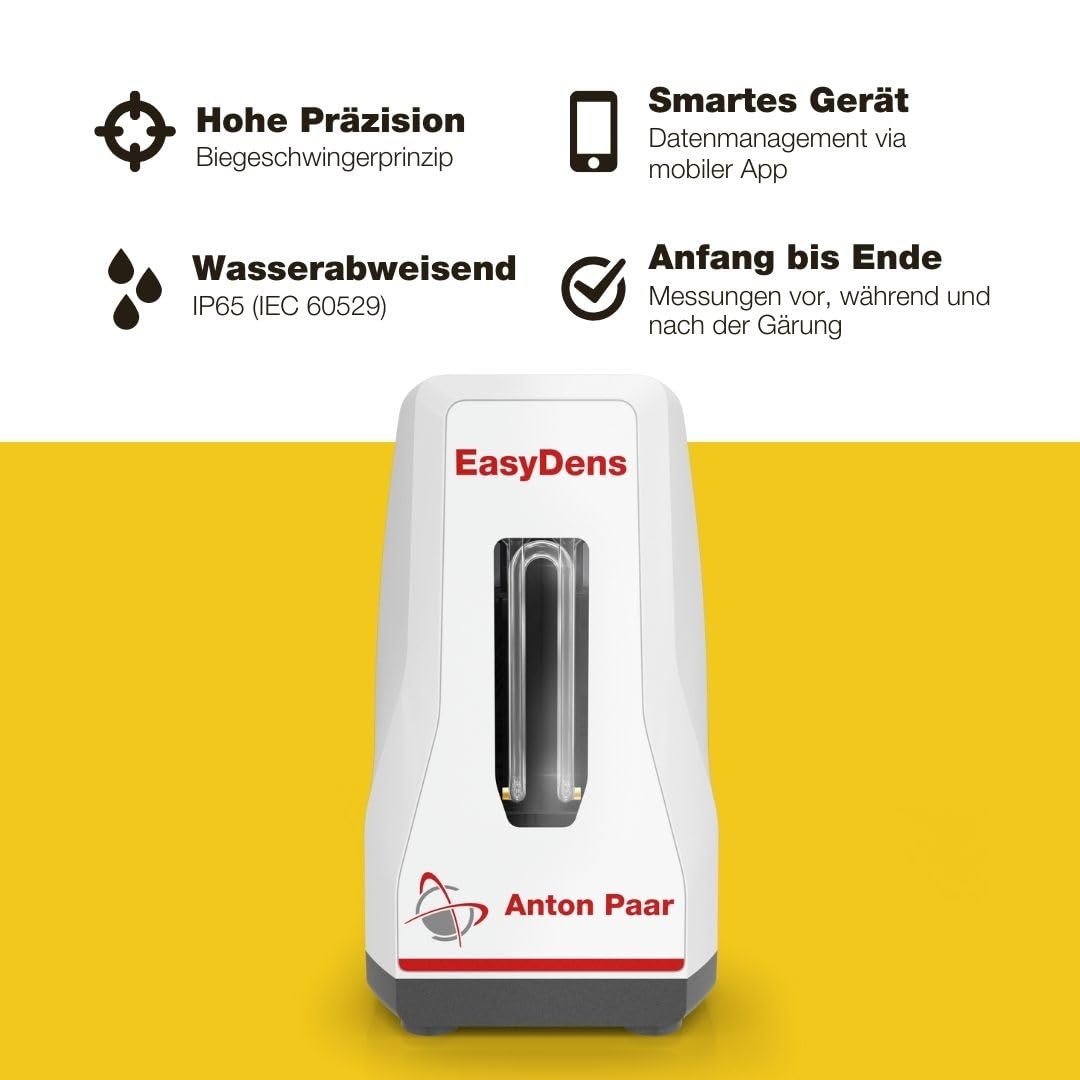 EasyDens Digitales Hydrometer von Anton Paar – Bluetooth für präzise Messung von Alkohol, Zucker und Würze | Schneller ABV-Tester für Heimbrauer, Spirituosen, Bier, Wein, Kombucha & Spirituosen