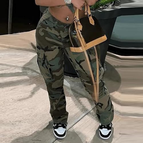 Pantalon cargo large militaire à poches multiples coupe décontractée