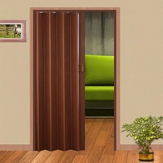 PVC Folding Door (Sliding Door) (Gold oak-055, W95CM x L220CM)