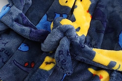 Image of Girls Fleece Robe Boys Hooded Bathrobe Soft Flannel Robe For Kids