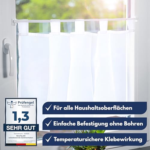 Neufeld® 24 Gardinenhaken selbstklebend weiß [inkl. 3M Klebefläche] – Ansicht 4