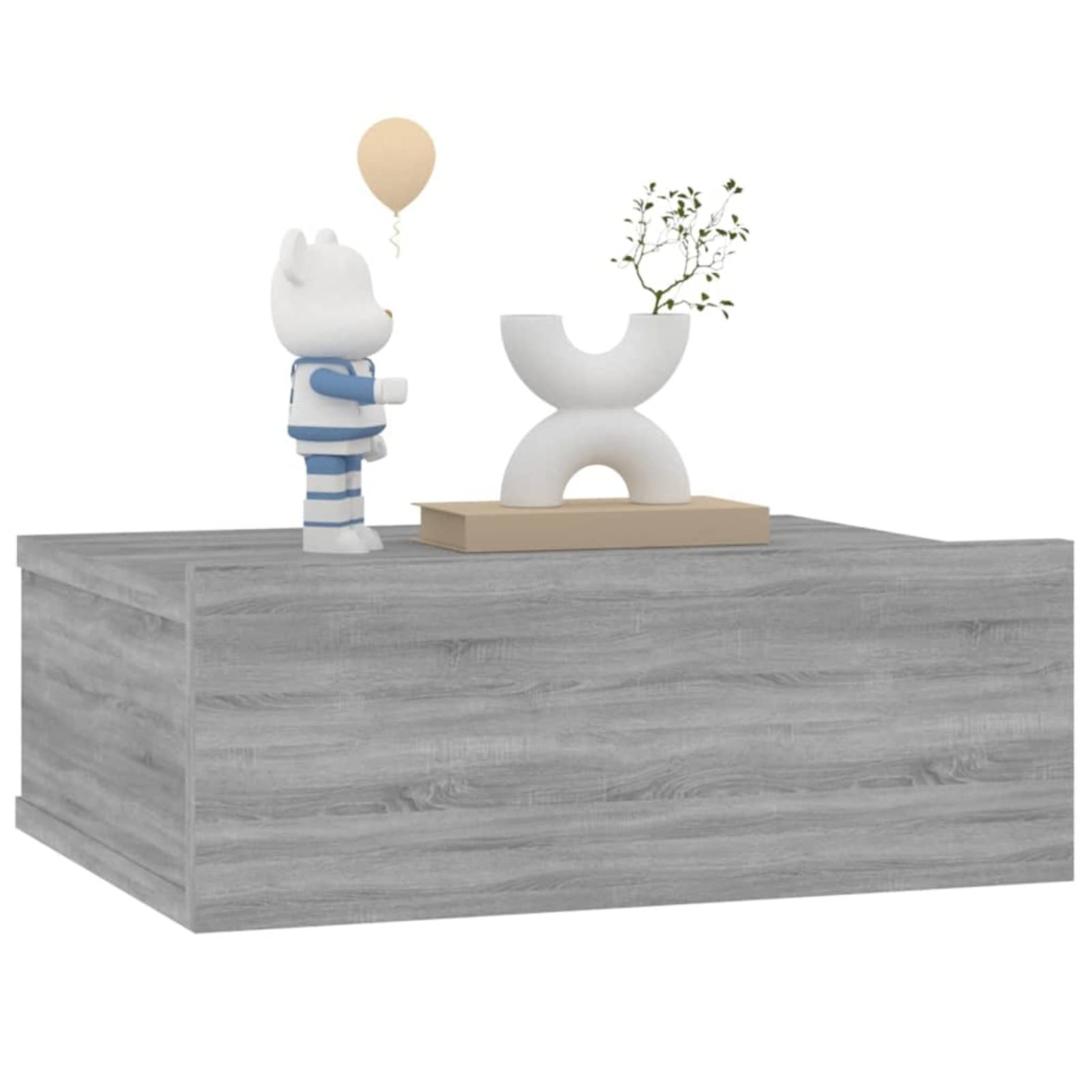 Homgoday Mesitas de noche flotantes Sonoma, color gris, 40 x 30 x 15 cm, madera de ingeniería, mesita de noche flotante, mesita de noche montada en la pared, mueble de almacenamiento para dormitorio