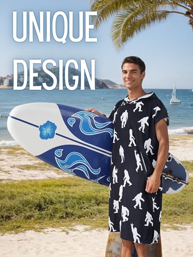 Bigfoot Gifts, Bigfoot surf Poncho, Surf Poncho with Bigfoot Pattern, Soft Cover-Up Changing Towel with Pocket - Bigfoot4