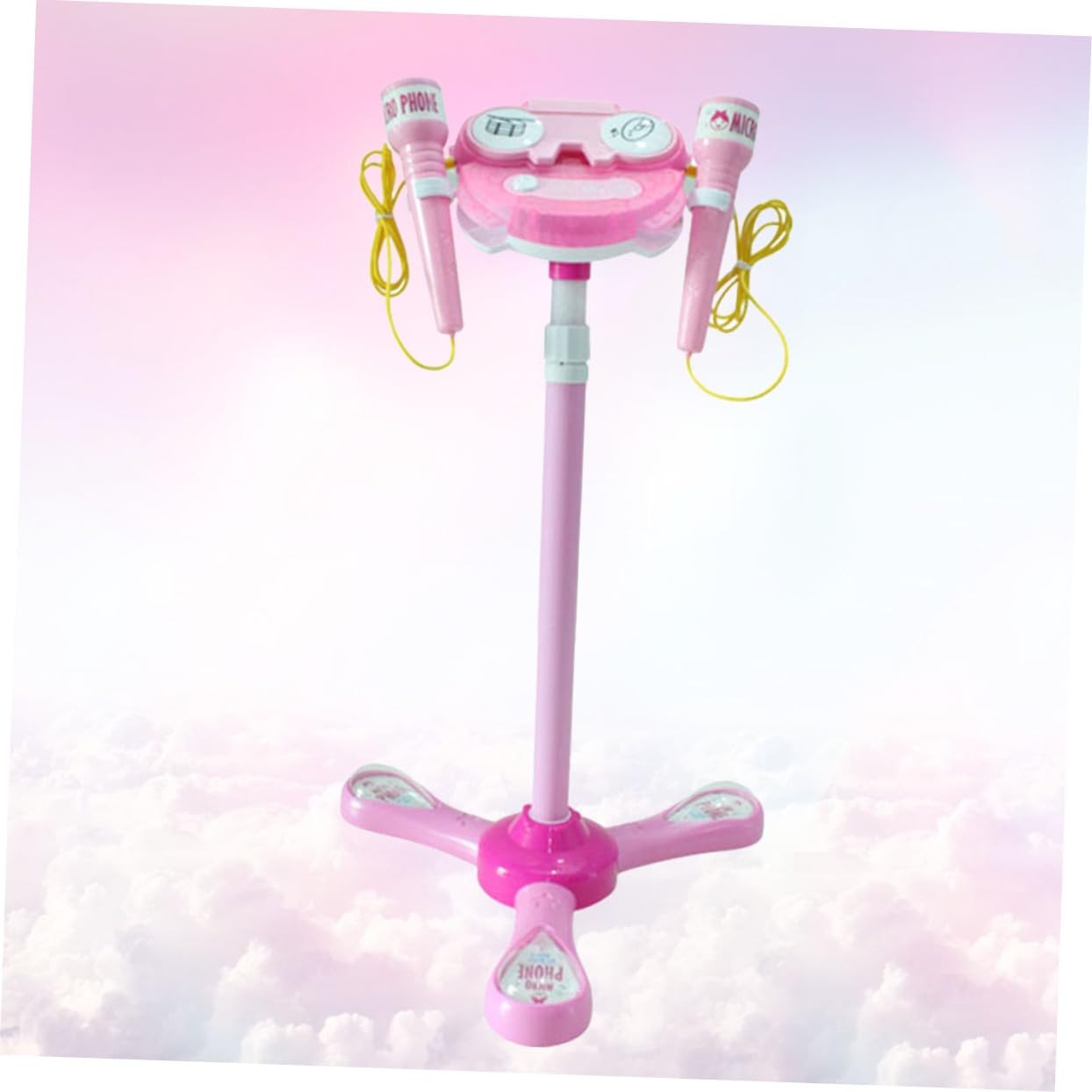 ORFOFE Microfono Giocattolo per Rosa con Illuminazione e Musica Doppi Microfoni Karaoke per Ragazzi e Ragazze Amplificatore e Funzioni Compatibili con Smartphone Gioco Educativo per