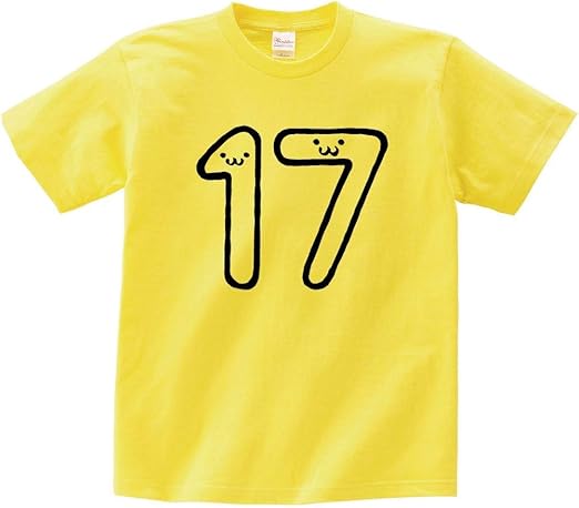 １７ じゅうなな 十七 Seventeen 数字 ナンバー 記号 文字 筆絵 イラスト おもしろ Tシャツ 半袖 Clothing Accessories Amazon Co Jp