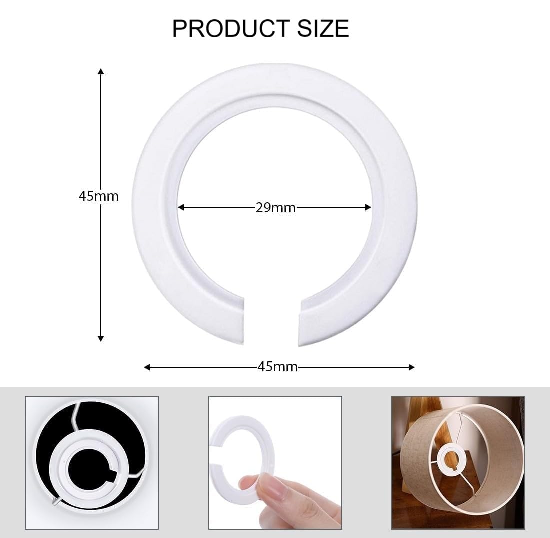 Anillos Reductores para Pantalla – Pack 5 Unidades 42 mm a 29 mm, Adaptador Pantalla Lámpara E27 a E14, Convertidor Portalámparas, Plástico Resistente Blanco, PUNTO ES LIGHTING