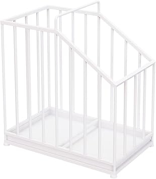 MELPHI Metal Umbrella Stand, Rectangular Umbrella Holder Rack with A Removable Drip Tray, Cutout Design, Freestanding Umbrella Stand for Entryway, Office Color White