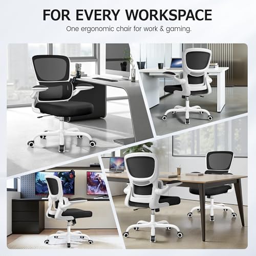 Image of ALLGOD Office Chair Ergonomic Desk Chair, Breathable Mesh Desk Chair Comfy with Lumbar Support, Flip-up Armrests, Computer Chairs Comfortable for Home, Office, Work, Standard, 300Lbs