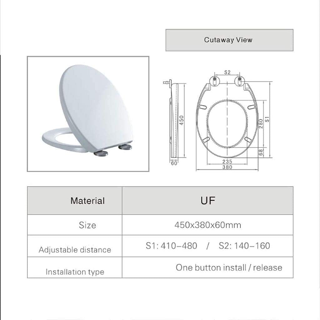 Abattant WC Lunette WC Siège de Toilette Blanc en Forme de V Mute | Sièges de Toilette Robustes en duroplastique | Couvercle de Toilette monté sur Le Dessus pour Adulte Universel llxyzrzbhd708