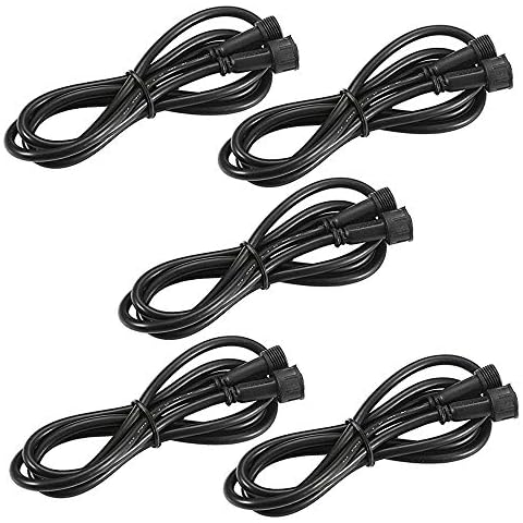 FVTLED Pack of 5, 2m 6.56ft 4Pin Extension Cable Wire with Male and Female Connectors at Both Ends for RGB Multi-color LED Deck Light Cover