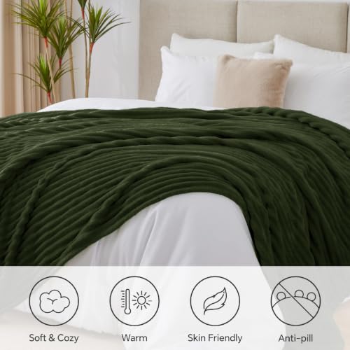 Image of BEDELITE Ribbe Blankets Queen Size for Bed, Olive Green, 90 inchx90 inch