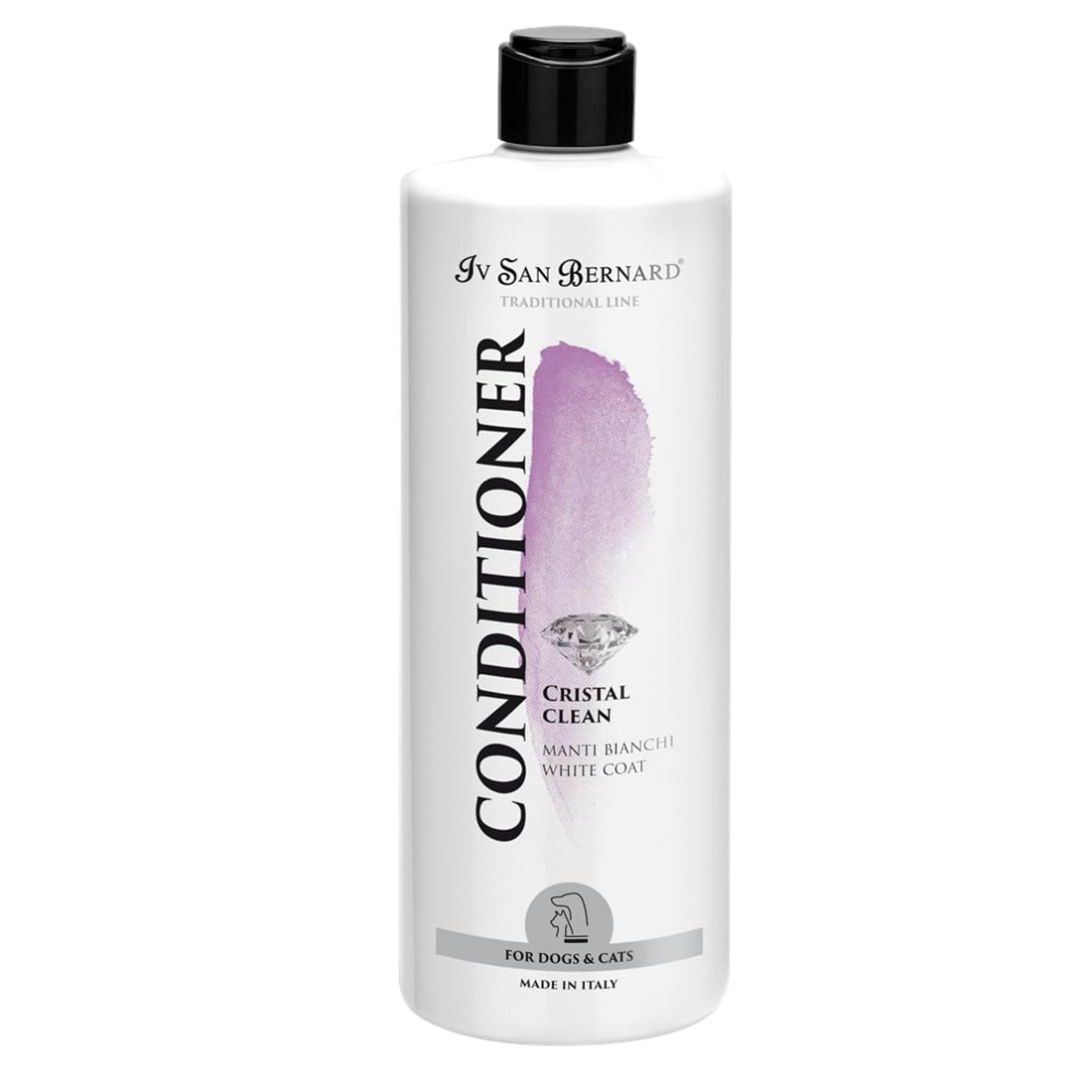 Acondicionador Cristal Clean - para Mascotas con Pelo Blanco - 500 ml - Ayuda a Eliminar el Color Amarillento - Champú para Fortalecer y Aportar Brillo - Sencillo de Aplicar - IV San Bernard