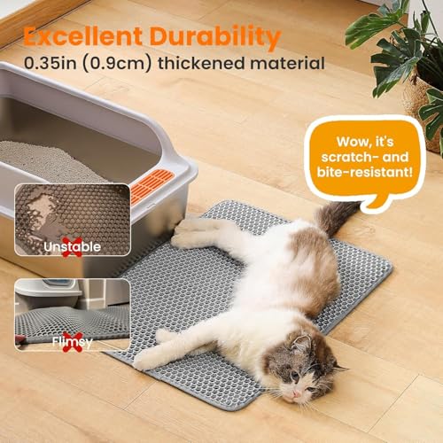 Image of Emily Pets Cat Litter Mat | Double Layer Honeycomb Design with Large Holes | Waterproof, Non-Slip & Easy to Clean