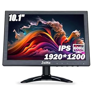JaiHo 10.1 Inch Small IPS Monitor 1920×1200 Resolution 60Hz HD Display Screen, 16:10 Portable Security Monitor with Built-in Speaker, HDMI Monitor for Gaming CCTV Security Camera Raspberry Pi PC
