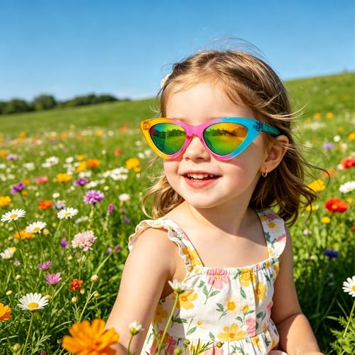 Image of Kids Sunglasses for Girls with Eyeglasses Case for Party Beach Dress Up Glasses