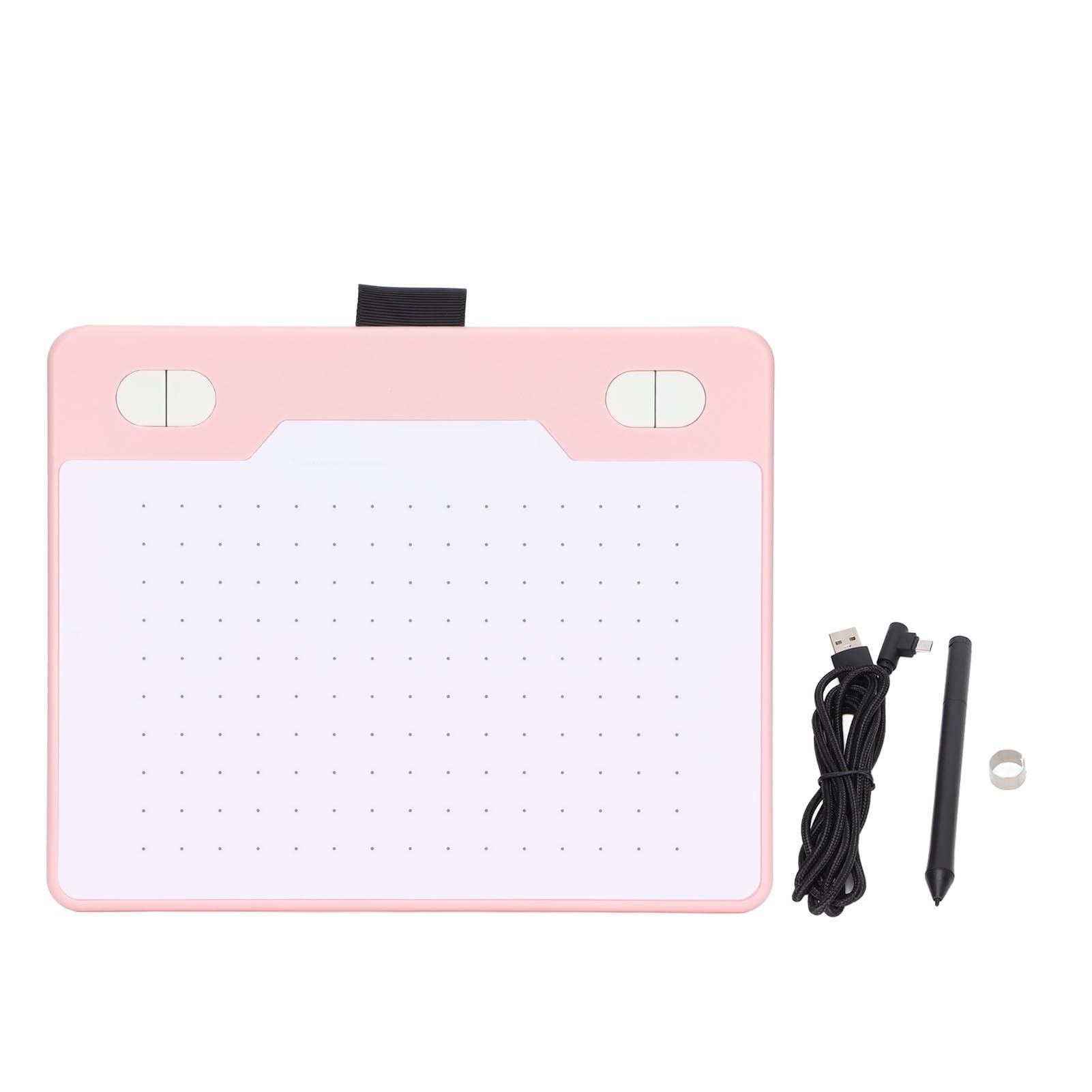 Tableta Gráfica de 6.1 X 3.9", Tableta Digital Reconocimiento Automático Resolución 5080LPI Soporte de Tableta de Dibujo Gráfico para Teléfonos Y Tabletas Android, para Win Y para Tabletas(rosa)