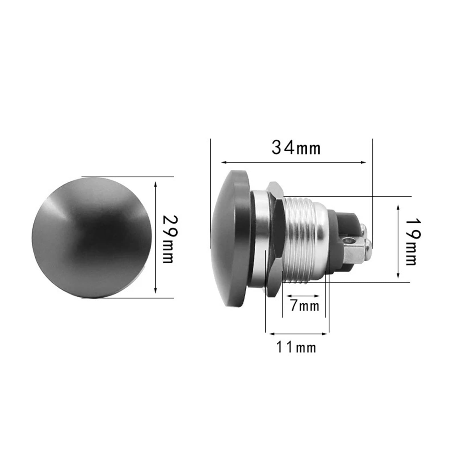 Interruptor de botón de reinicio automático de arranque con cabeza de seta de metal de 19 mm, a menudo abierto, pie de tornillo rojo y verde, corriente 5A(Red,Momentary)