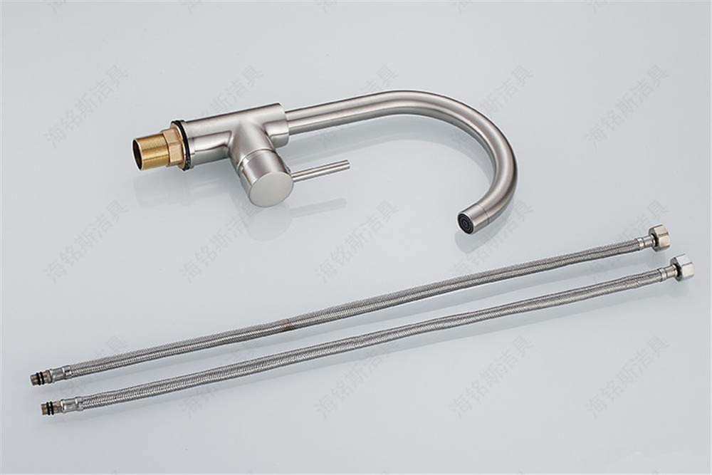 Estirado En Frío Grifo De La Cocina Mezclador Giratorio De 360 ​​Grados De Cocina Grifo Del Fregadero Sola Manija Grifo Codo Con Aireación