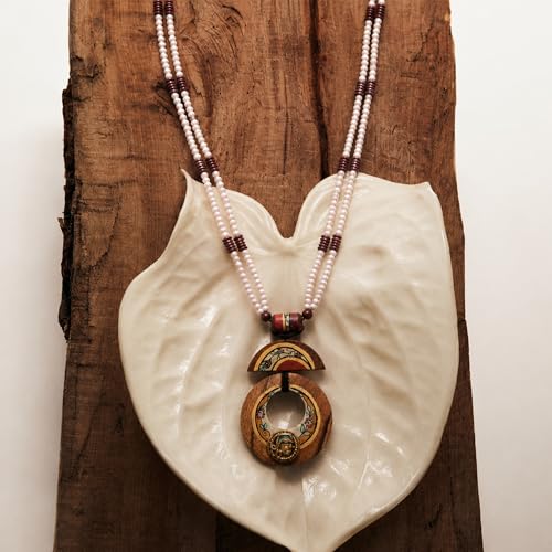 Image of AAKRITI ART CREATIONS Boho & Tribal Handcrafted Necklace Collection | Jute, Wooden & Brass Pendant Designs | Ethnic Collar, Loop & Statement Jewelry for Women | Artisan Festival & Everyday Wear