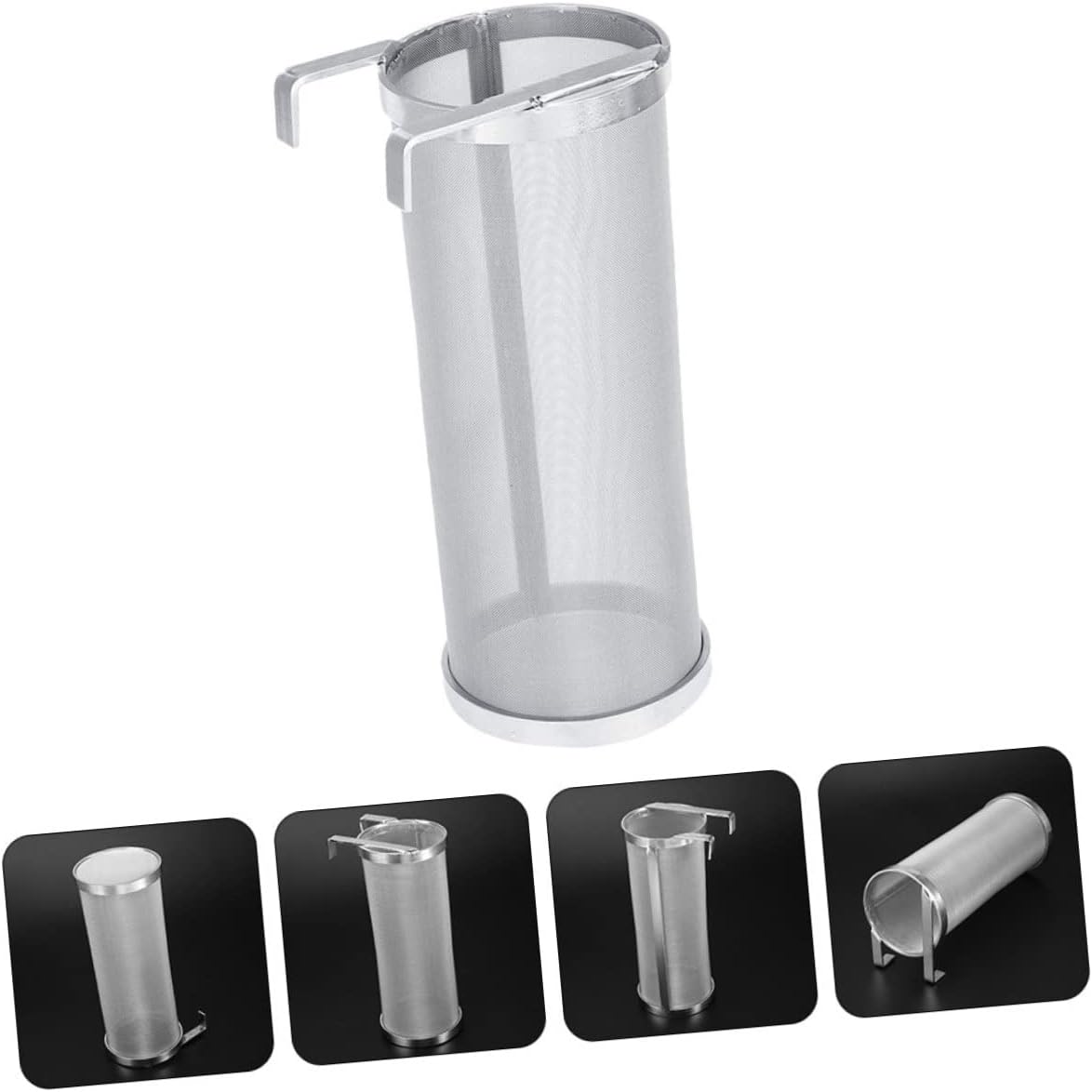 GLEAVI 1Pc Stainless Steel Filter Barrel with Hook Premium Wine Filter Cask for Home Brewing and Design for Easy Hops Straining