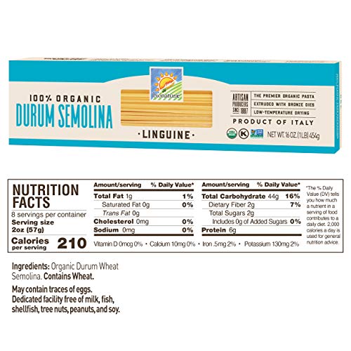 Bionaturae Linguine Pasta Noodles - Durum Semolina Pasta, Kosher, High Protein, Non-Gmo, Usda Certified, Durum Semolina Linguine, Linguine Pasta Organic, Crafted In Italy - 16 Oz, 6 Pack #TOP1