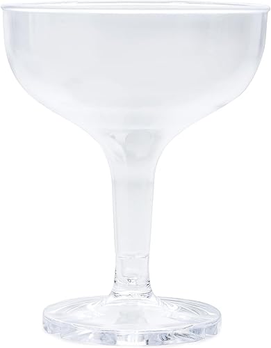 Miniatura 6 de Upper Midland Products Copas acrílicas Champagne Coupé de 5 onzas con ranura entrelazada para construir una torre resistente, bodas, fiestas, bar,