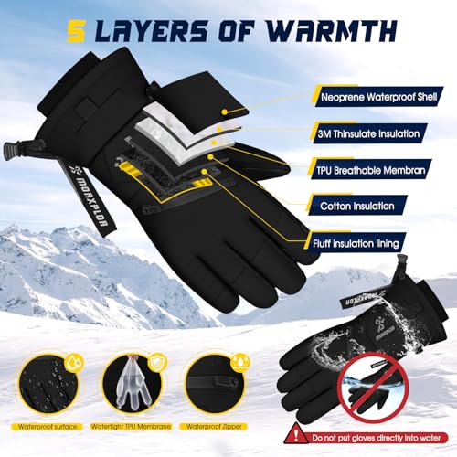 MORXPLOR Ski Gloves with Wrist Guards Low Profile,Double-Side Wrist Protection Pair Snowboarding Gloves by MORXPLOR - Image 3