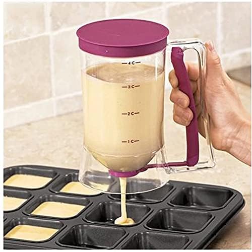 Cupcake Pancake Cookies Cream Dispenser Cake Mix Jug Baking Essentials Maker Cooking Tools Funnel Measuring cup Accessories (Purple)