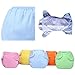 Pingtr 5 Pieza Debugable bebé pañal Pantalones baño pañal niño niña 0-3 años imitación algodón Viscosa Terciopelo + Capa Impermeable (Azul, Verde, Amarillo, Rosa, Naranja)