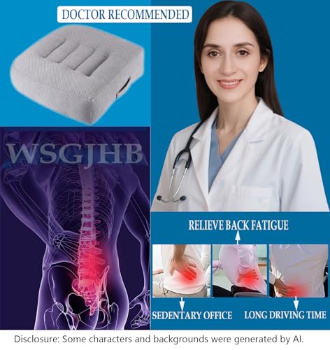 Image of WSGJHB Office Chair Cushion Pillow Adult Car Booster Seat Cushions | Seat Cushions for Short People Effectively Increase Field of View Lower Back Fatigue Relief, for Home Anti-Slip 18x18x4.7 inch