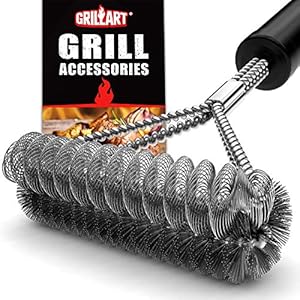 GRILLART Grill Brush Bristle Free & Wire Combined BBQ Brush – Safe & Efficient Grill Cleaning Brush- 17″ Grill Cleaner Brush for Gas/Porcelain/Charbroil Grates – BBQ Accessories Gifts for Men