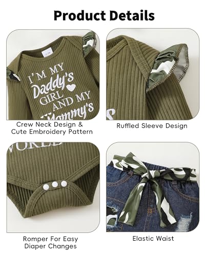 Image of Newborn Baby Girl Clothes Toddler Long Sleeve Ruffle Romper Top Infant Skirt Set Little Girl Overall Dress
